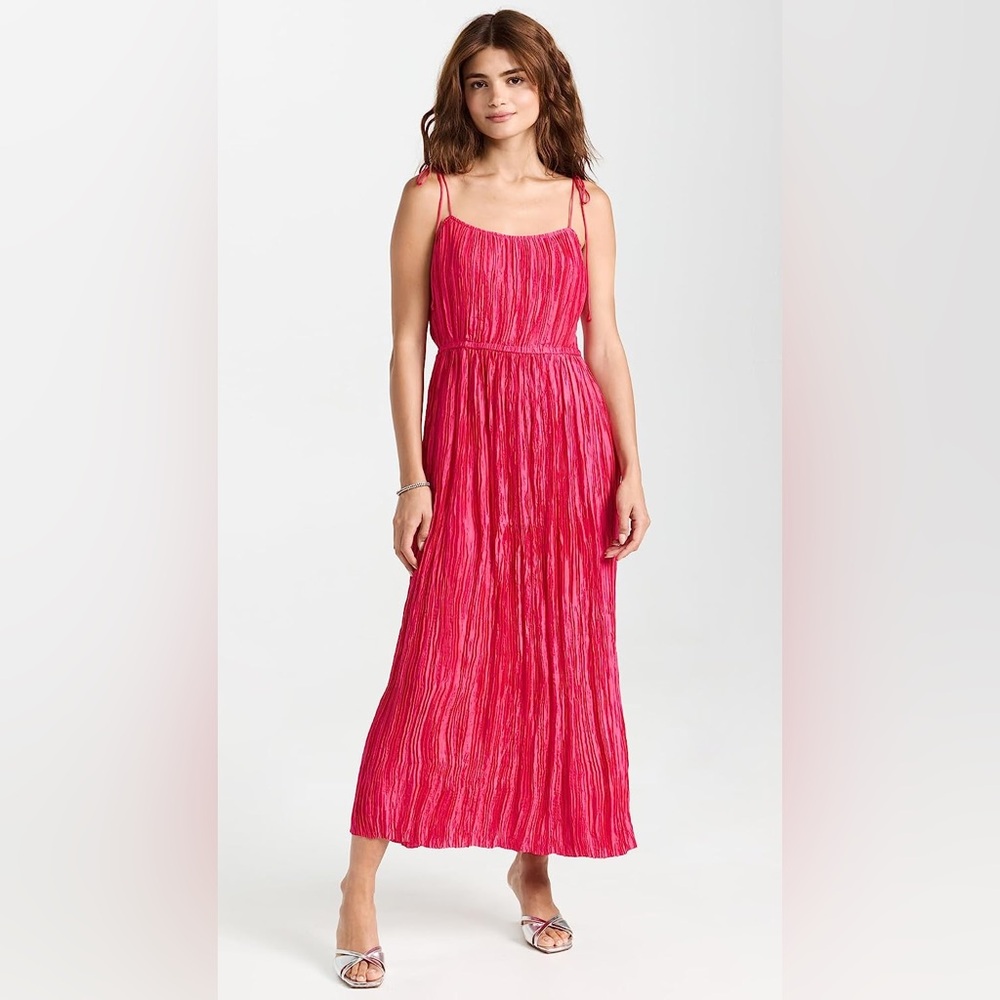 NWOT Ulla Johnson Orla Crinkled Midi Dress. Pink, size 8